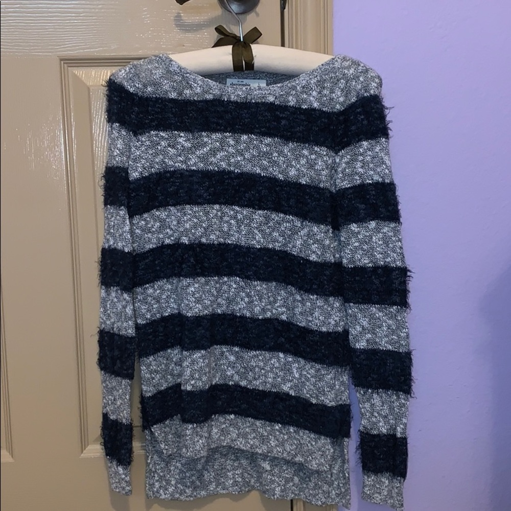 Navy and gray striped sweater